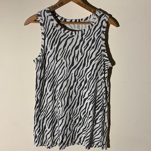 Current/Elliott Dirty white zebra print muscle Tee
